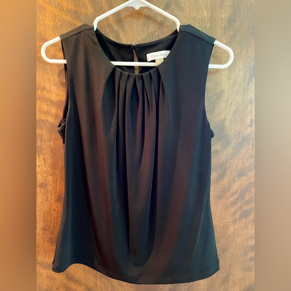 Calvin Klein Women's Black Pleated Blouse